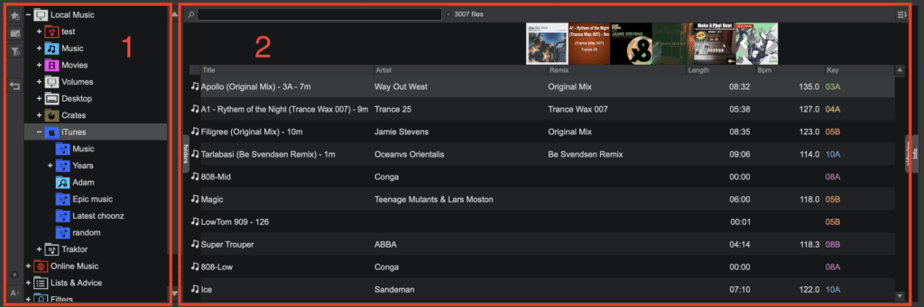virtual dj library navigation