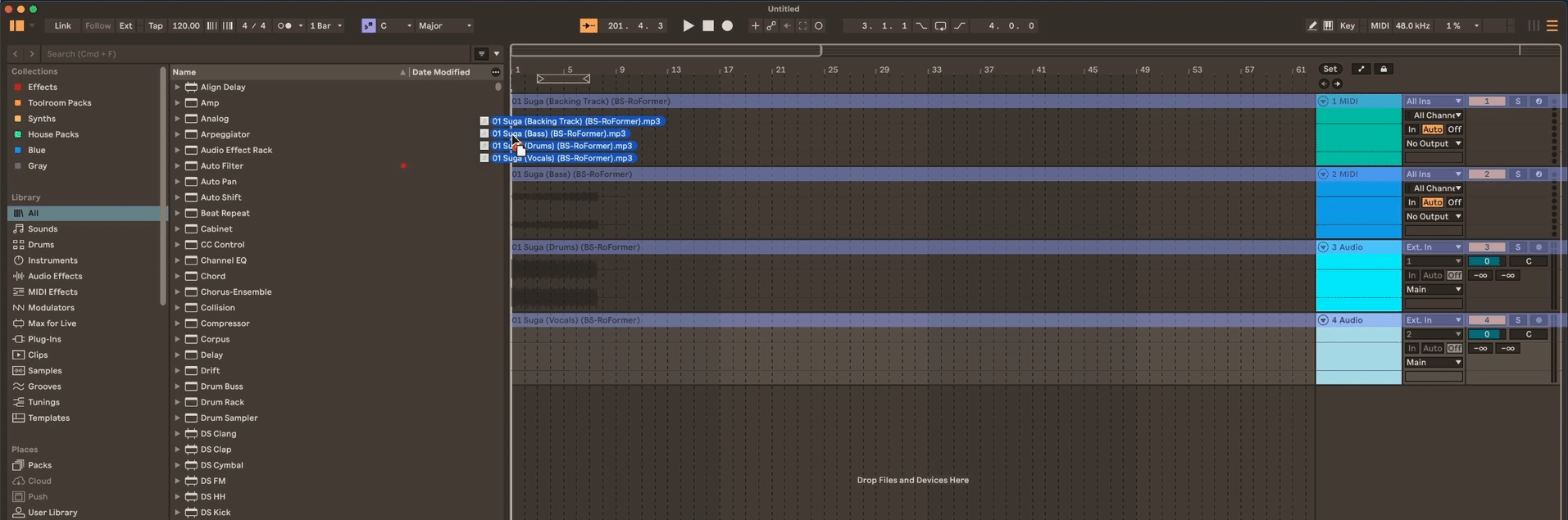 Ableton Importing Stems